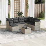 vidaXL 7-delige Loungeset met kussens poly rattan zwart