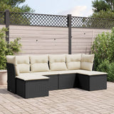 vidaXL 6-delige Loungeset met kussens poly rattan zwart