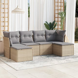 vidaXL 6-delige Loungeset met kussens poly rattan zwart