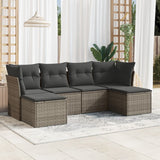 vidaXL 6-delige Loungeset met kussens poly rattan zwart
