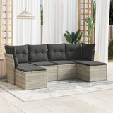 vidaXL 6-delige Loungeset met kussens poly rattan zwart