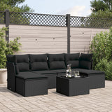 vidaXL 6-delige Loungeset met kussens poly rattan zwart