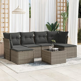 vidaXL 6-delige Loungeset met kussens poly rattan zwart