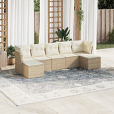 vidaXL 7-delige Loungeset met kussens poly rattan zwart