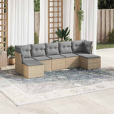 vidaXL 7-delige Loungeset met kussens poly rattan zwart