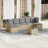 vidaXL 7-delige Loungeset met kussens poly rattan zwart