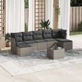vidaXL 7-delige Loungeset met kussens poly rattan zwart