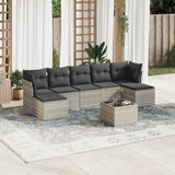 vidaXL 7-delige Loungeset met kussens poly rattan zwart
