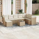 vidaXL 8-delige Loungeset met kussens poly rattan zwart