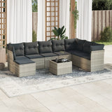 vidaXL 8-delige Loungeset met kussens poly rattan zwart