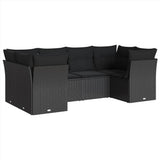 vidaXL 6-delige Loungeset met kussens poly rattan zwart