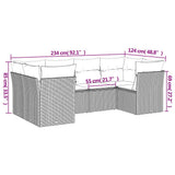 vidaXL 6-delige Loungeset met kussens poly rattan zwart