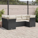 vidaXL 6-delige Loungeset met kussens poly rattan zwart