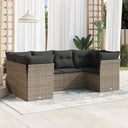 vidaXL 6-delige Loungeset met kussens poly rattan zwart