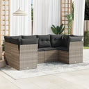 vidaXL 6-delige Loungeset met kussens poly rattan zwart