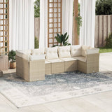vidaXL 7-delige Loungeset met kussens poly rattan zwart