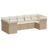 vidaXL 7-delige Loungeset met kussens poly rattan zwart