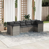 vidaXL 7-delige Loungeset met kussens poly rattan zwart