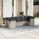 vidaXL 7-delige Loungeset met kussens poly rattan zwart