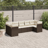 vidaXL 7-delige Loungeset met kussens poly rattan zwart