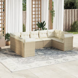 vidaXL 9-delige Loungeset met kussens poly rattan zwart