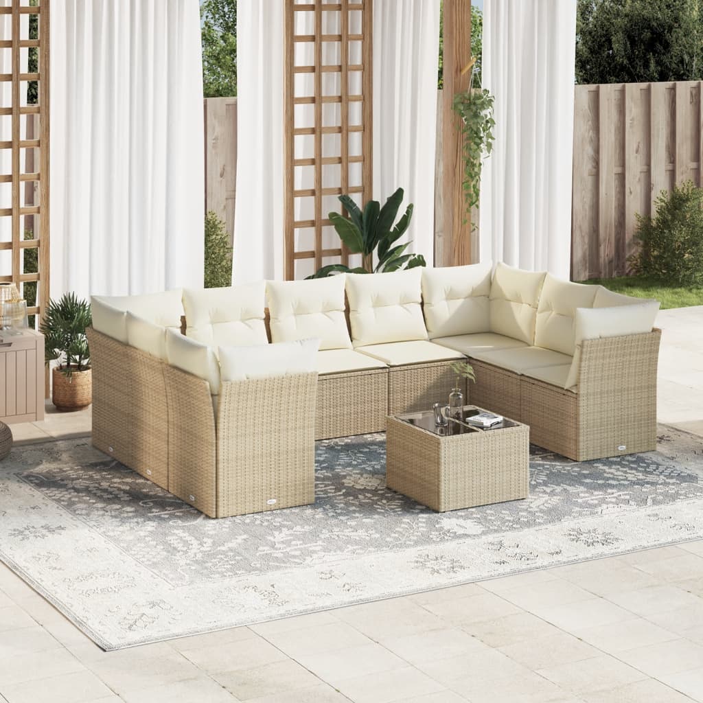 vidaXL 9-delige Loungeset met kussens poly rattan zwart