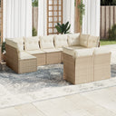 vidaXL 9-delige Loungeset met kussens poly rattan zwart