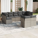 vidaXL 9-delige Loungeset met kussens poly rattan zwart