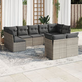 vidaXL 9-delige Loungeset met kussens poly rattan zwart