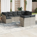 vidaXL 9-delige Loungeset met kussens poly rattan zwart
