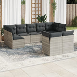 vidaXL 9-delige Loungeset met kussens poly rattan zwart