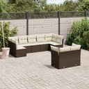 vidaXL 9-delige Loungeset met kussens poly rattan zwart