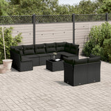 vidaXL 9-delige Loungeset met kussens poly rattan zwart
