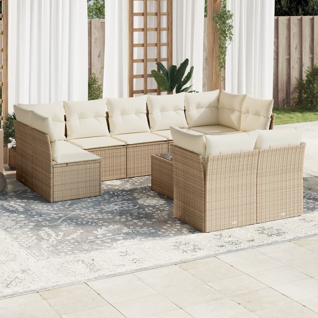 vidaXL 9-delige Loungeset met kussens poly rattan zwart