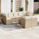 vidaXL 9-delige Loungeset met kussens poly rattan zwart
