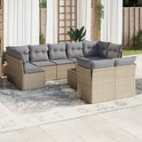 vidaXL 9-delige Loungeset met kussens poly rattan zwart