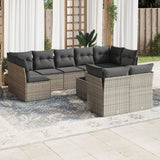 vidaXL 9-delige Loungeset met kussens poly rattan zwart