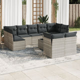 vidaXL 9-delige Loungeset met kussens poly rattan zwart