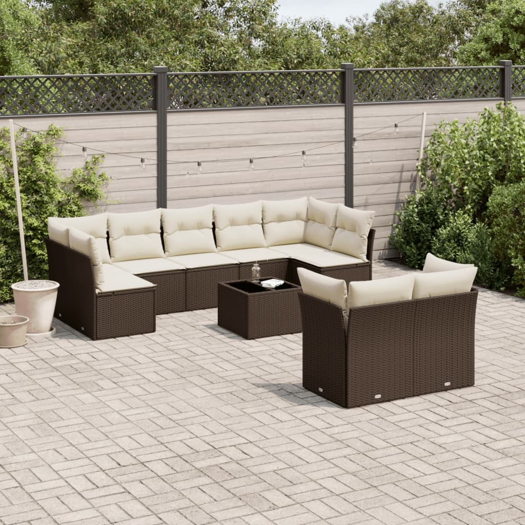 vidaXL 9-delige Loungeset met kussens poly rattan zwart
