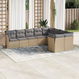 vidaXL 9-delige Loungeset met kussens poly rattan zwart