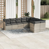 vidaXL 9-delige Loungeset met kussens poly rattan zwart