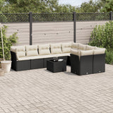 vidaXL 9-delige Loungeset met kussens poly rattan zwart
