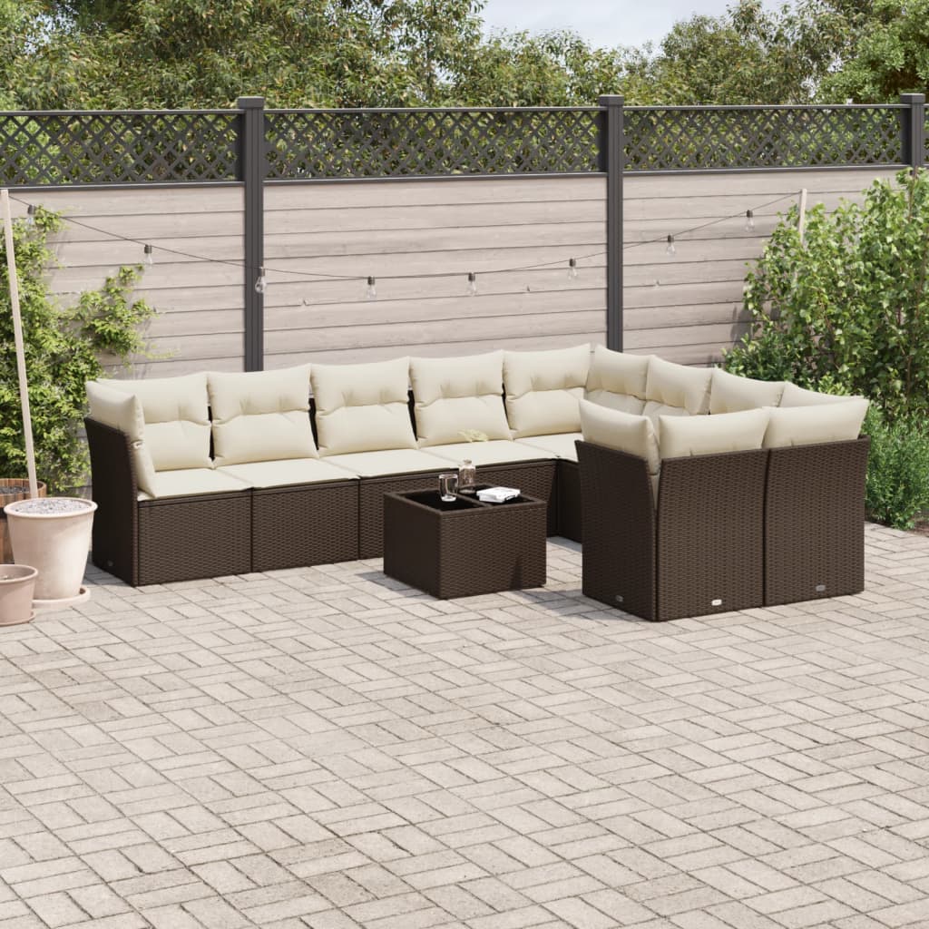 vidaXL 9-delige Loungeset met kussens poly rattan zwart