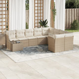 vidaXL 10-delige Loungeset met kussens poly rattan zwart