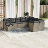 vidaXL 10-delige Loungeset met kussens poly rattan zwart