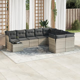 vidaXL 10-delige Loungeset met kussens poly rattan zwart
