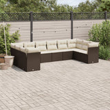 vidaXL 10-delige Loungeset met kussens poly rattan zwart