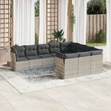 vidaXL 10-delige Loungeset met kussens poly rattan zwart