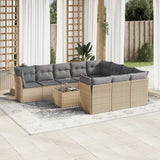 vidaXL 10-delige Loungeset met kussens poly rattan zwart