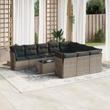 vidaXL 10-delige Loungeset met kussens poly rattan zwart